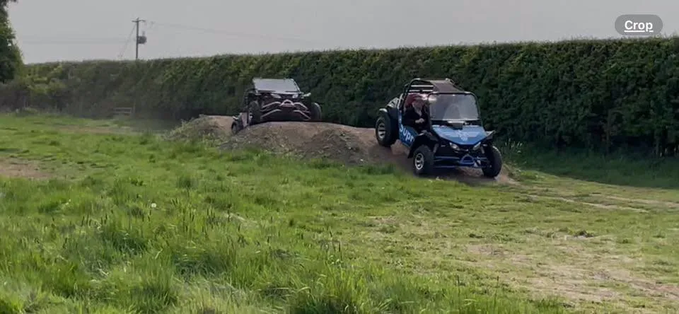 Two of the buggies out on the course