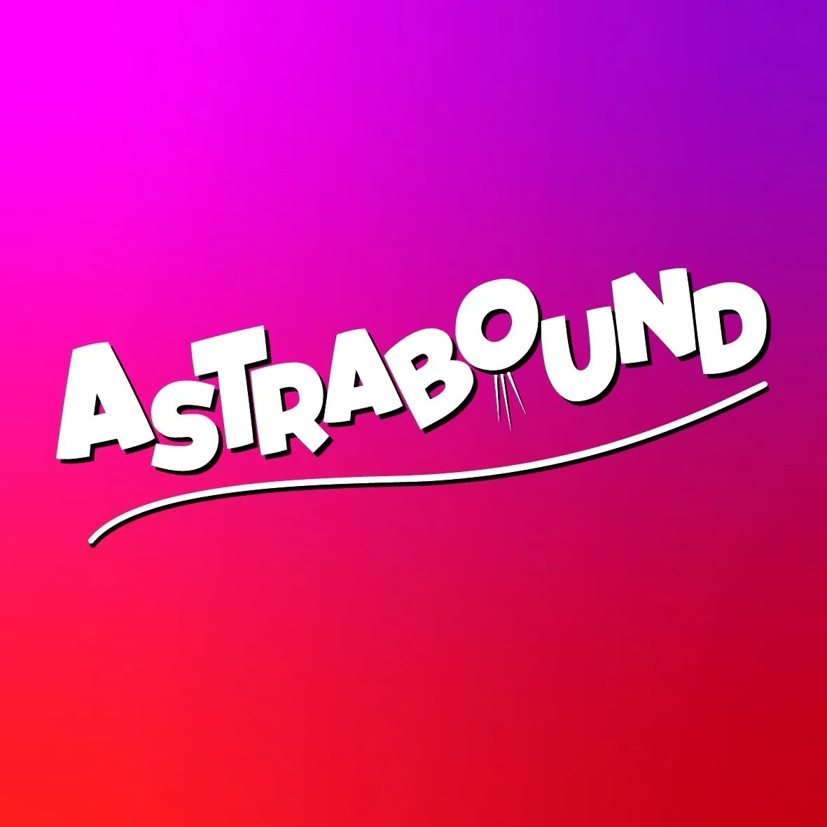 Astrabound Soft play centre in Doncaster logo, white text on a red, pink and purple background