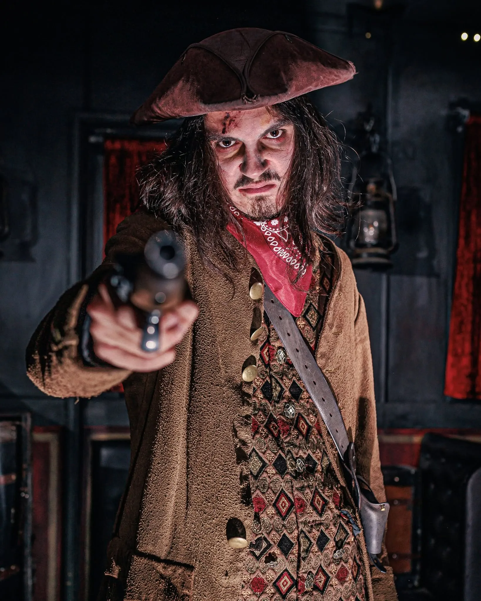 Dick Turpin imfamous highwayman and character in the York Dungeon immersive theatre experience tour
