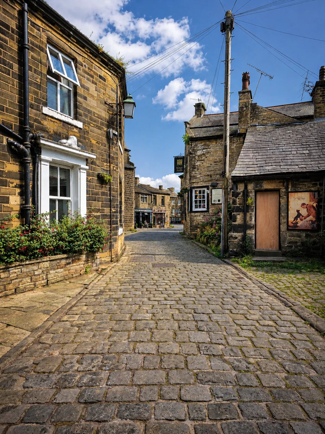 highwayman Tours images of a cobbled street in a Yorkshire village on a private day trip from York