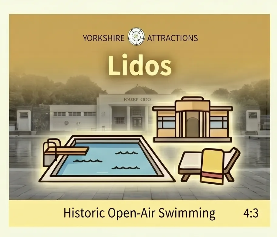collage of images of Yorkshire's open air swimming pools