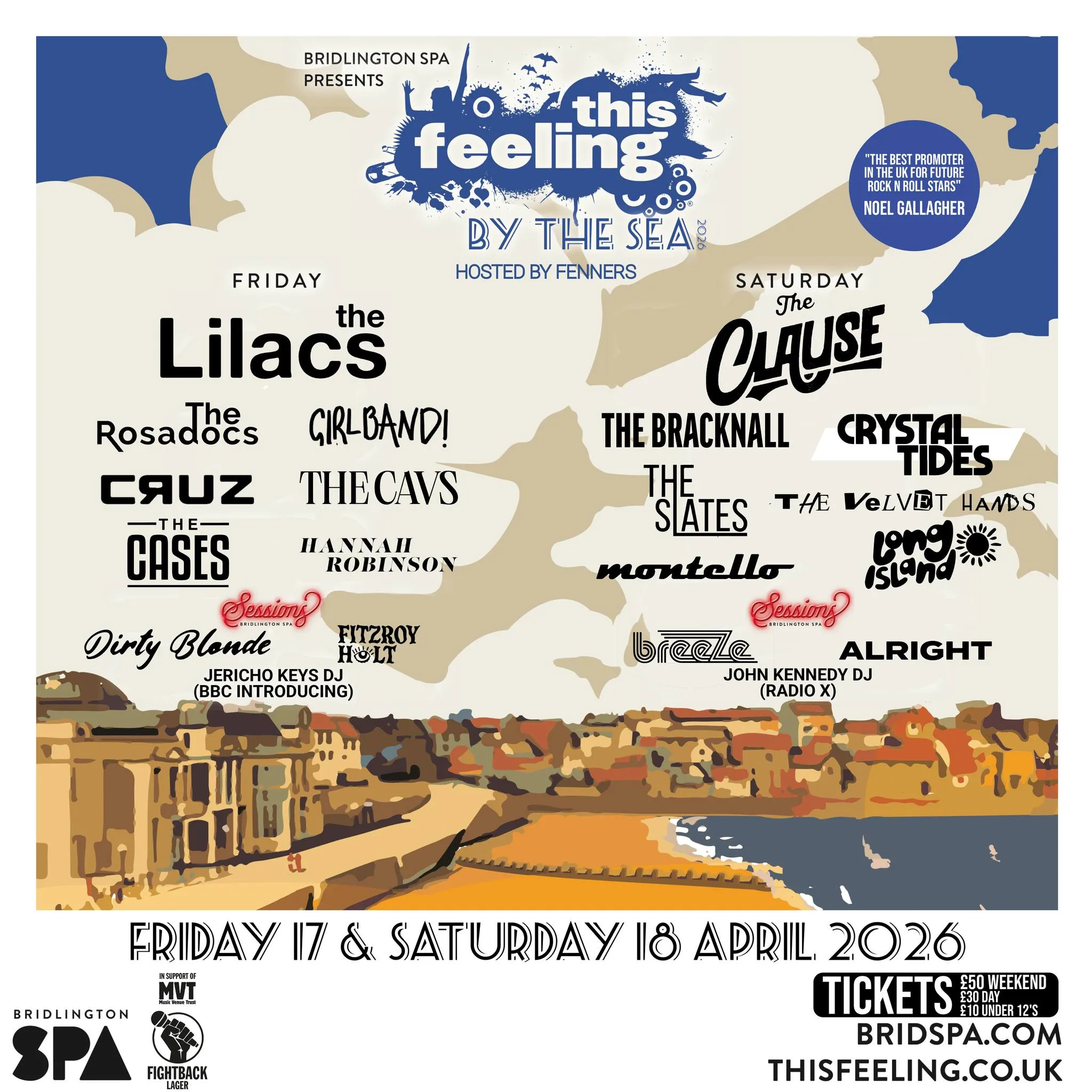 Poster for the This Feeling By The Sea Music Festival held at Bridlington Spa in April.