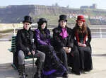 people in gothic clothing at Whitby Goth Weekend