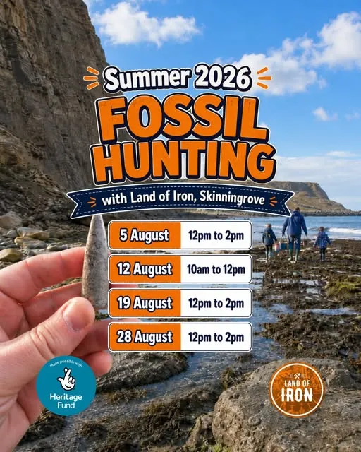 Poster Land of Iron's family fossil hunting trips at Skiningrove 