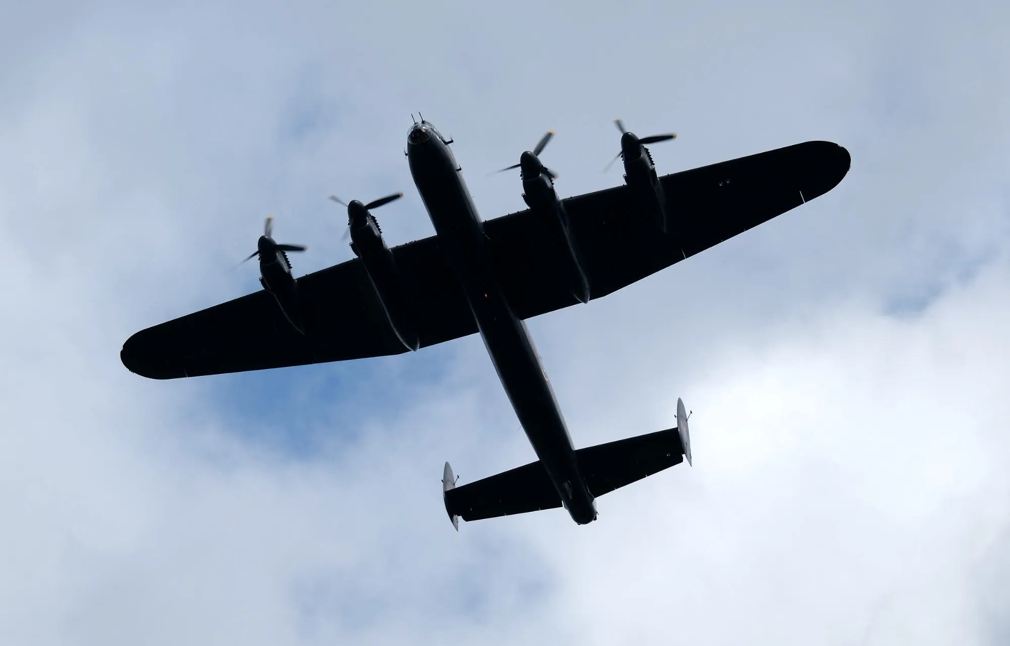 underside of a military plane as it flies over Yorkshire Wartime event in Doncaster in August 2026
