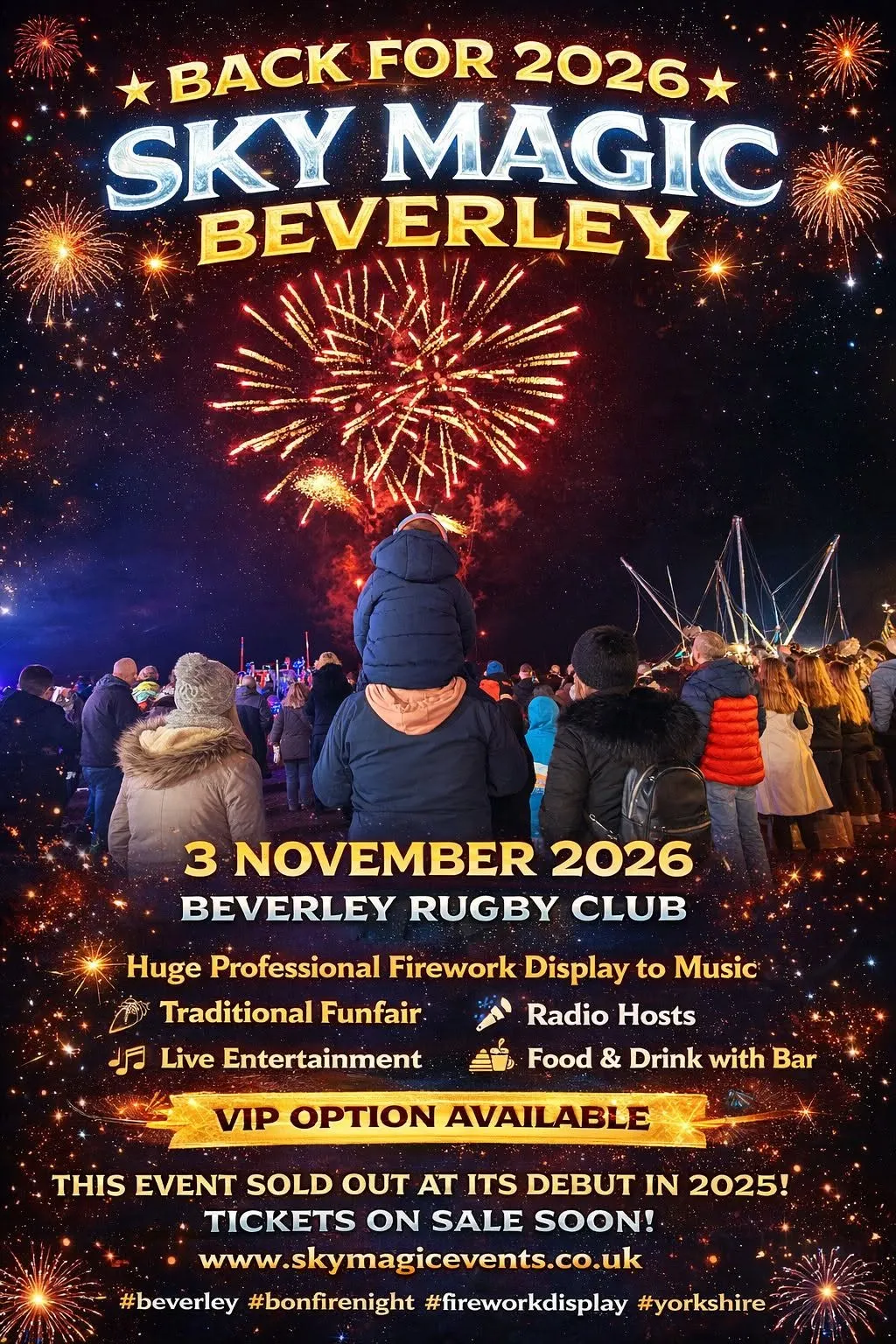 poster for the Beverley Fireworks Spectacular with Sky Magic Events