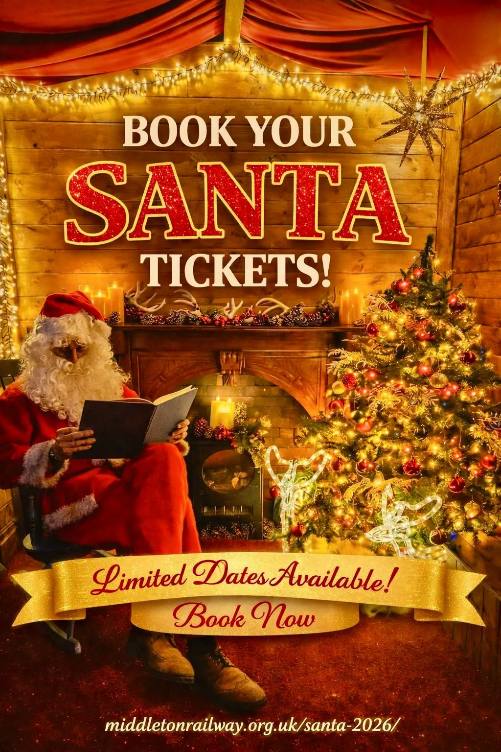Santa Special heritage steam train and festively decorated Engine House at Middleton Railway Leeds