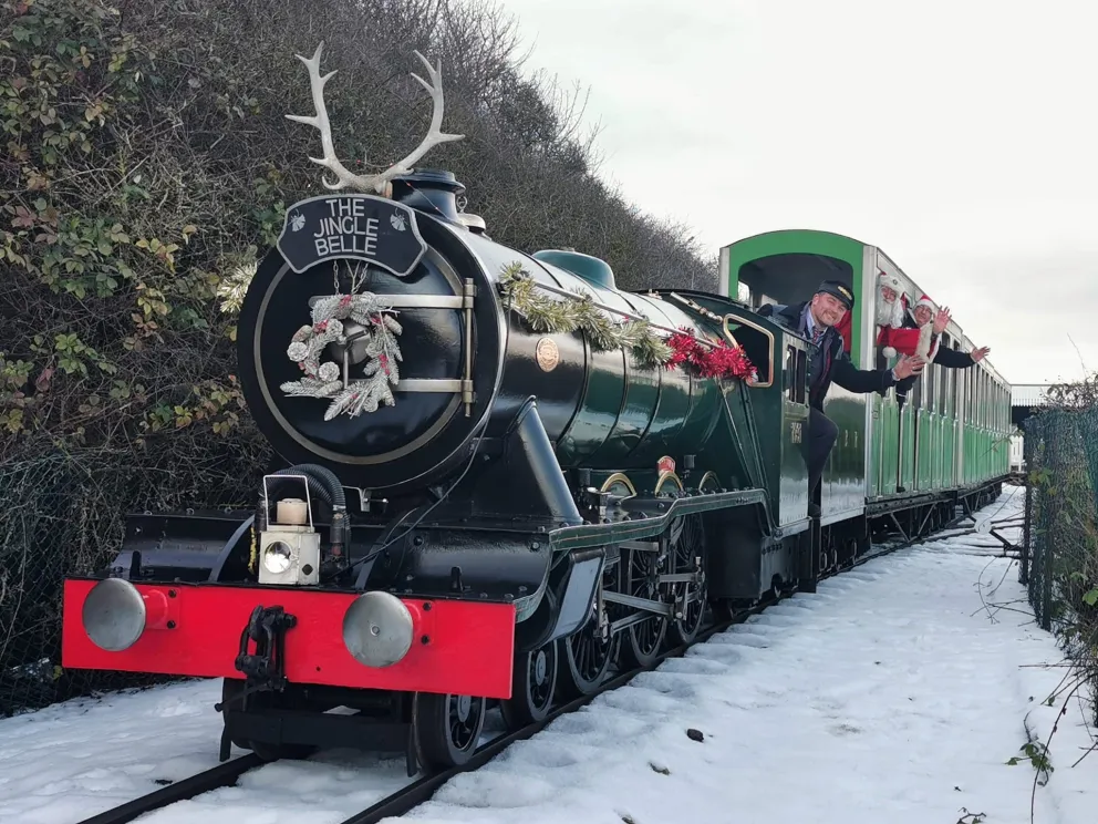 Scarborough North Bay Railway miniature train decorated for the festive Santa Specials event