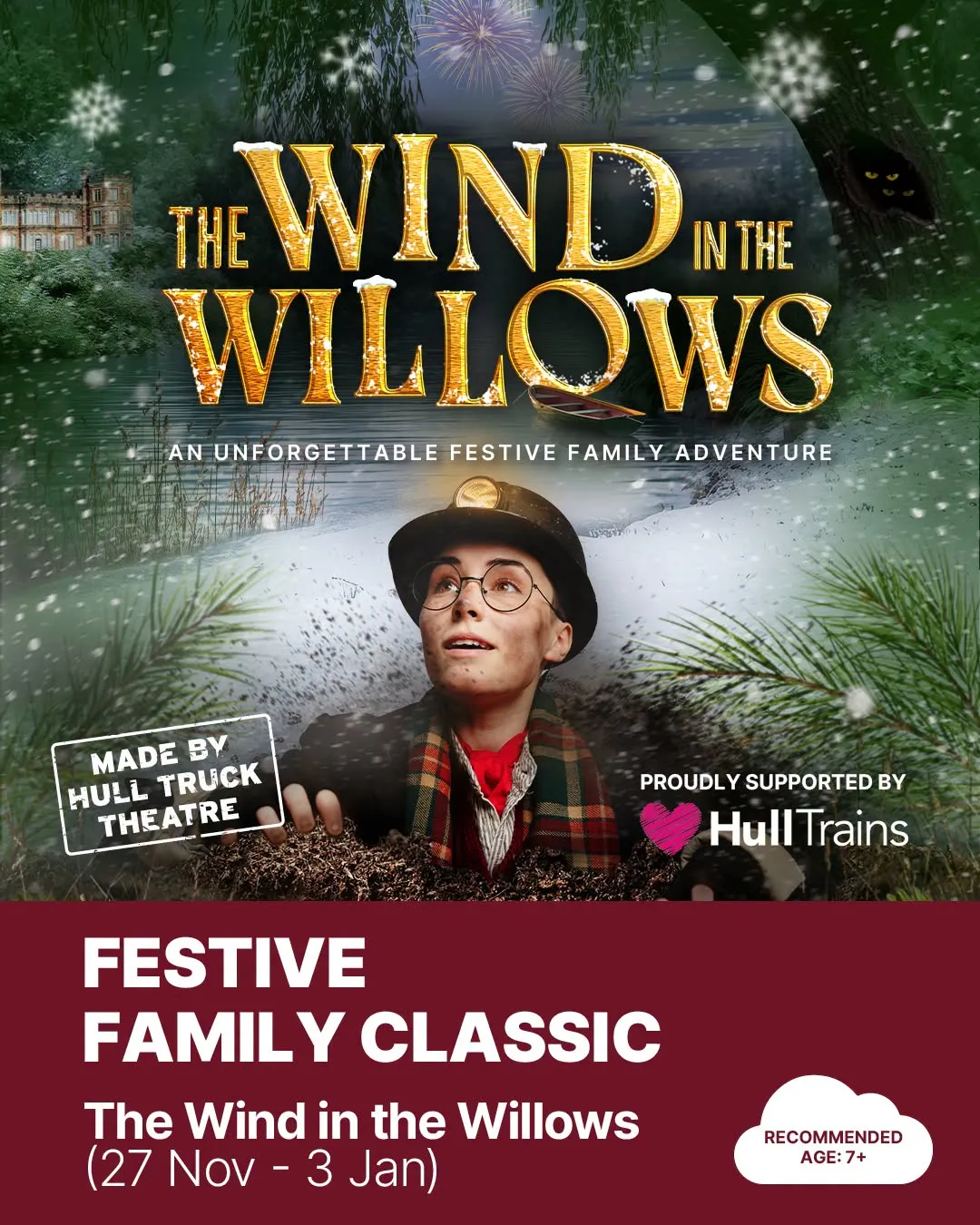 poster for the Hull Truck Theatre Wind in the Willows Christmas Show