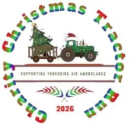 Festive illuminated tractors decorated for the Yorkshire Air Ambulance Christmas Tractor Run
