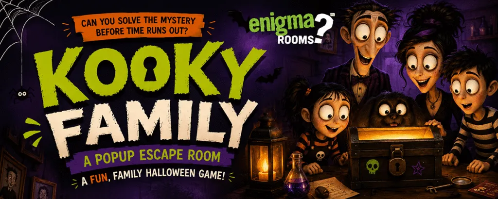 Mysterious mansion escape room setting decorated for Halloween at Enigma Rooms Doncaster
