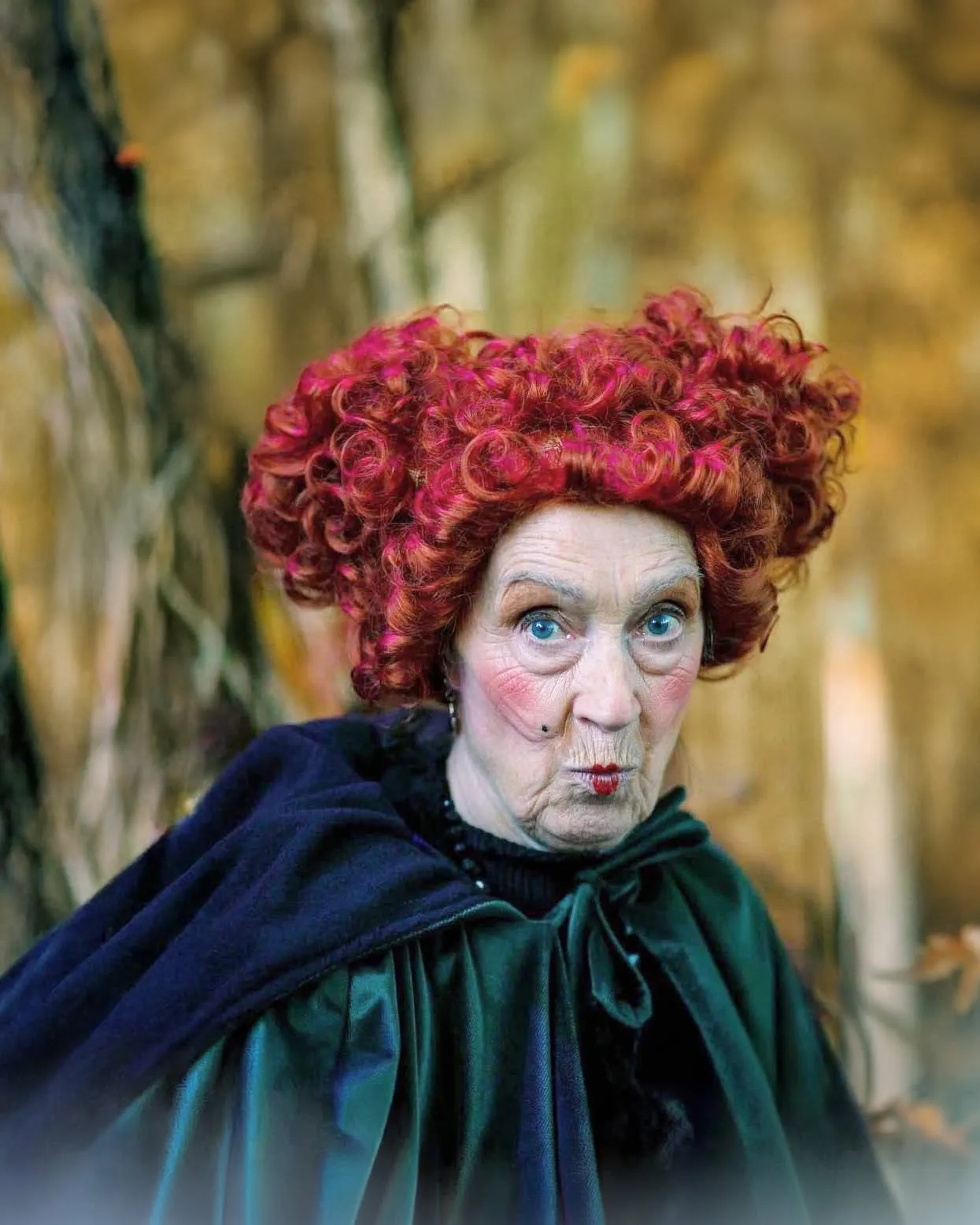 One of the witchy sisters at the Mother Shiptons Cave Halloween event in OCtober half term