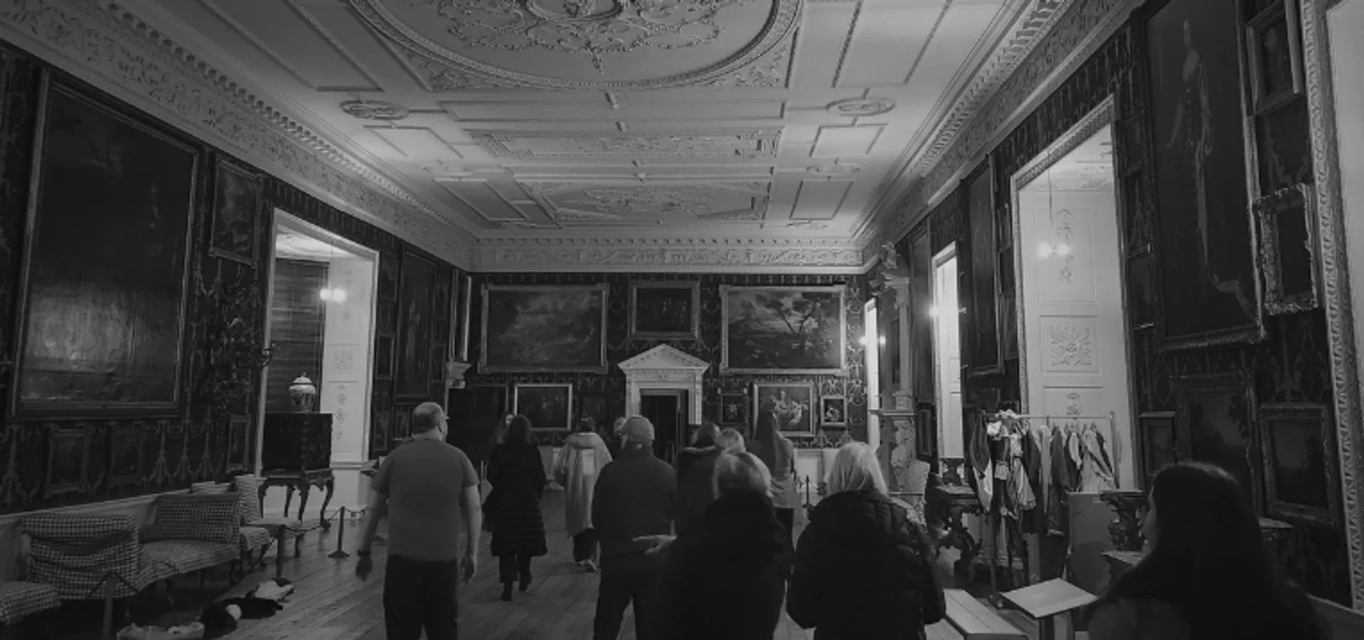 Eerie atmospheric interior of Temple Newsam House for the evening ghost tour