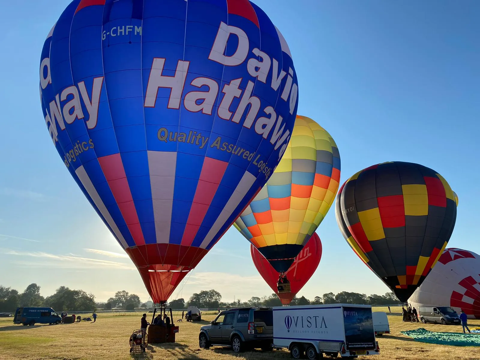 Hot Air Balloons inflated at Doncaster Balloon Festival in July