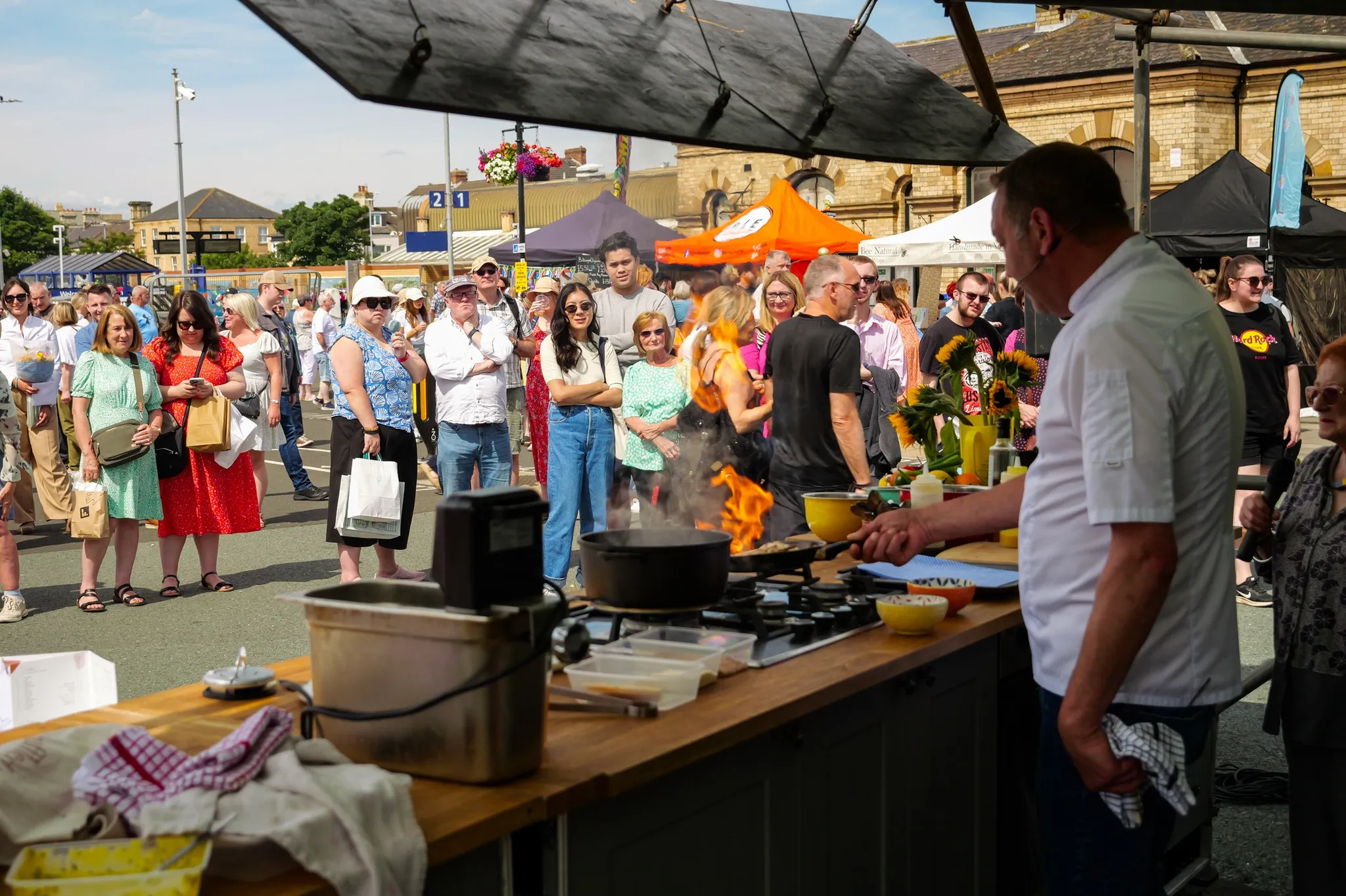 busy street in Saltburn at the food festival