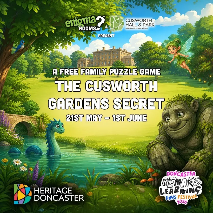 illustration of cusworth hall with details of the may half term event.