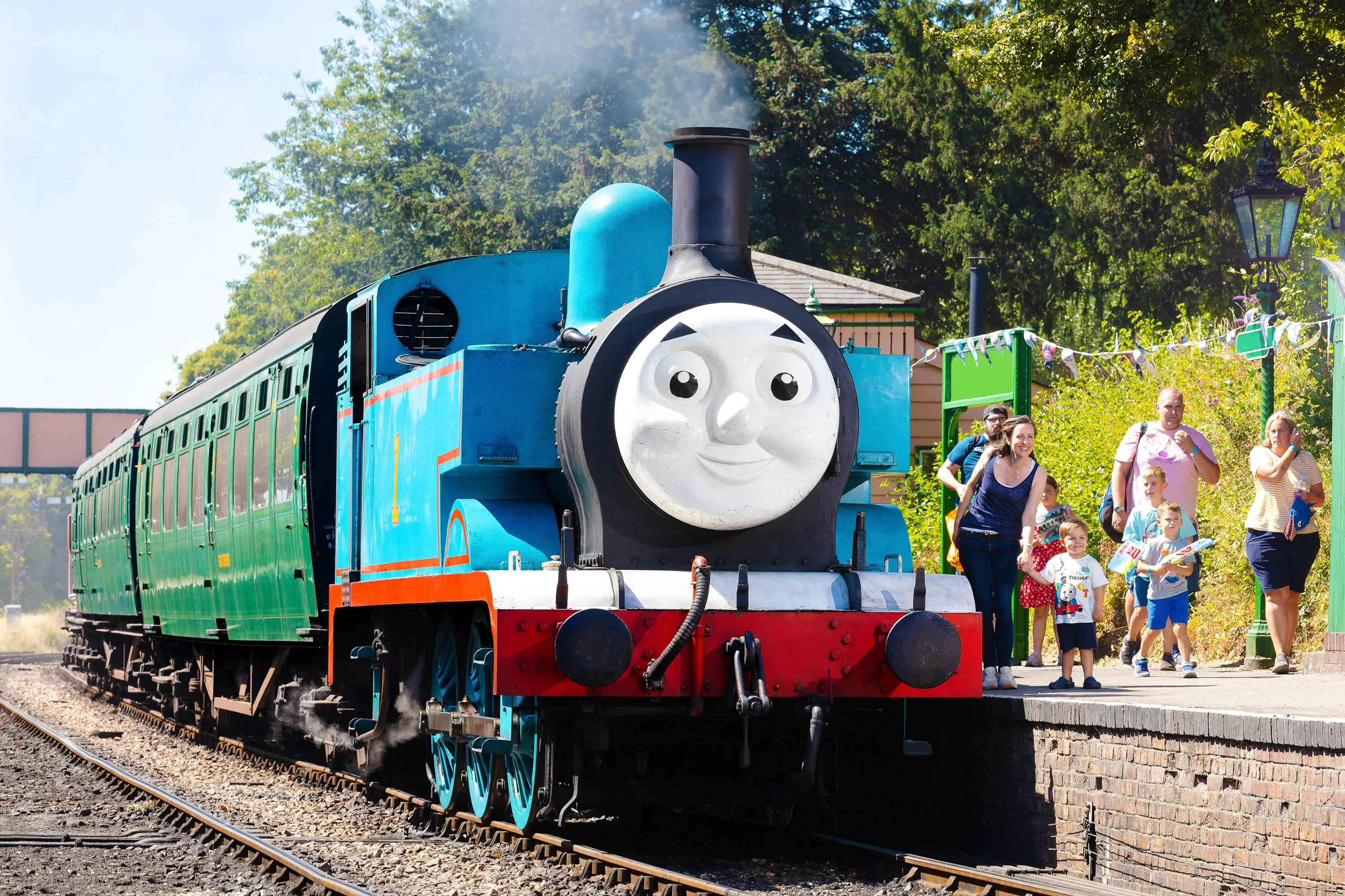 Lifesize Thomas The tank engine on the tracks ready for family fun on the North Yok Moors Railway in May 2026