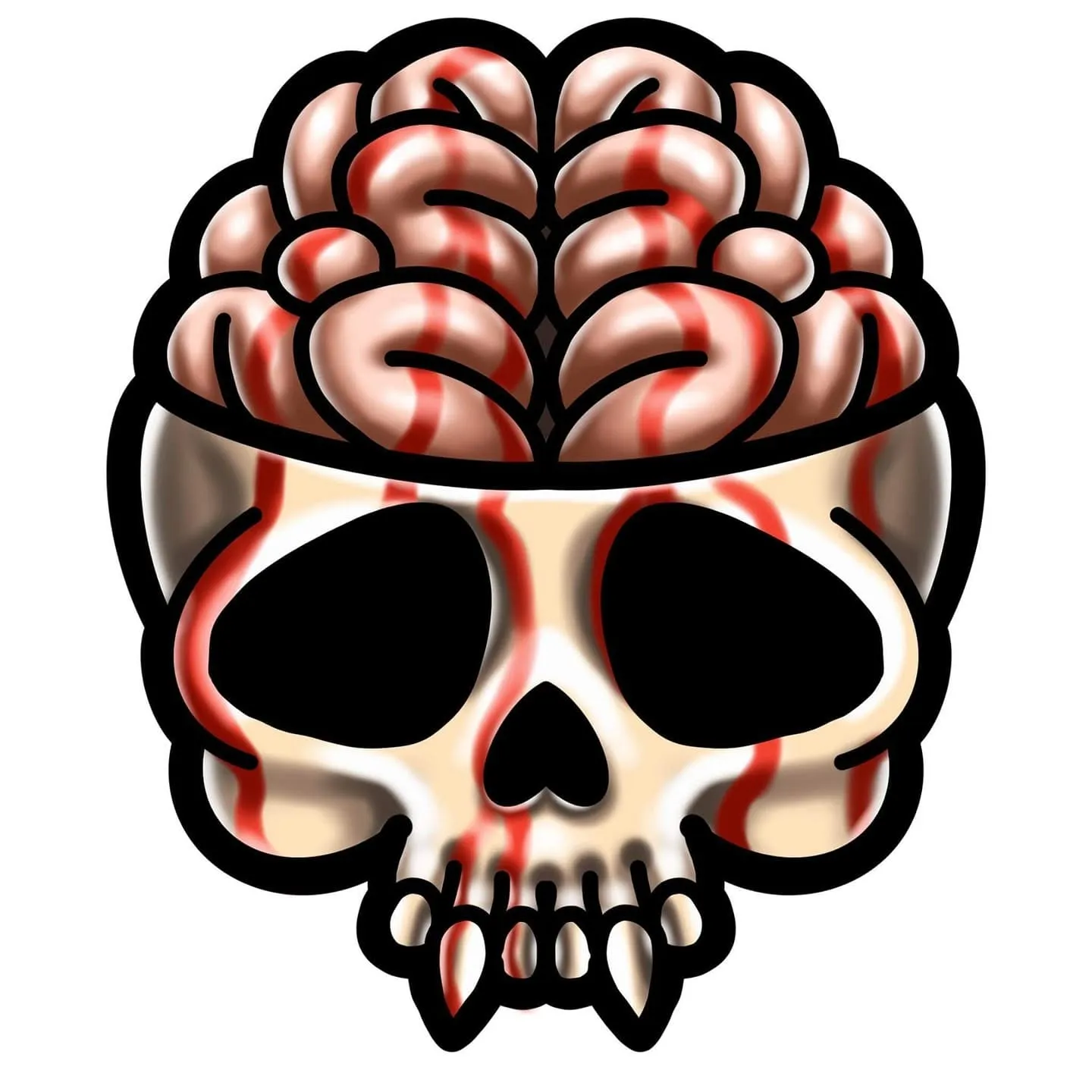 Illustration of a skull cut open at the top with the brains visible, logo got Horror Fest