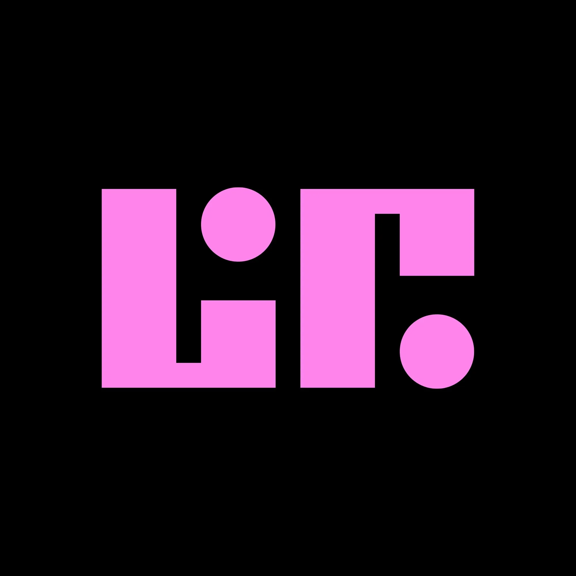 Leeds International Festival of Ideas, pink characters on a black background