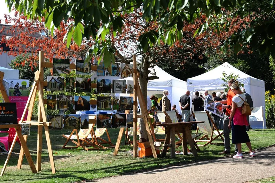 displays of art at the Art in the gardens event in September in the Botanical gardens in Sheffield.
