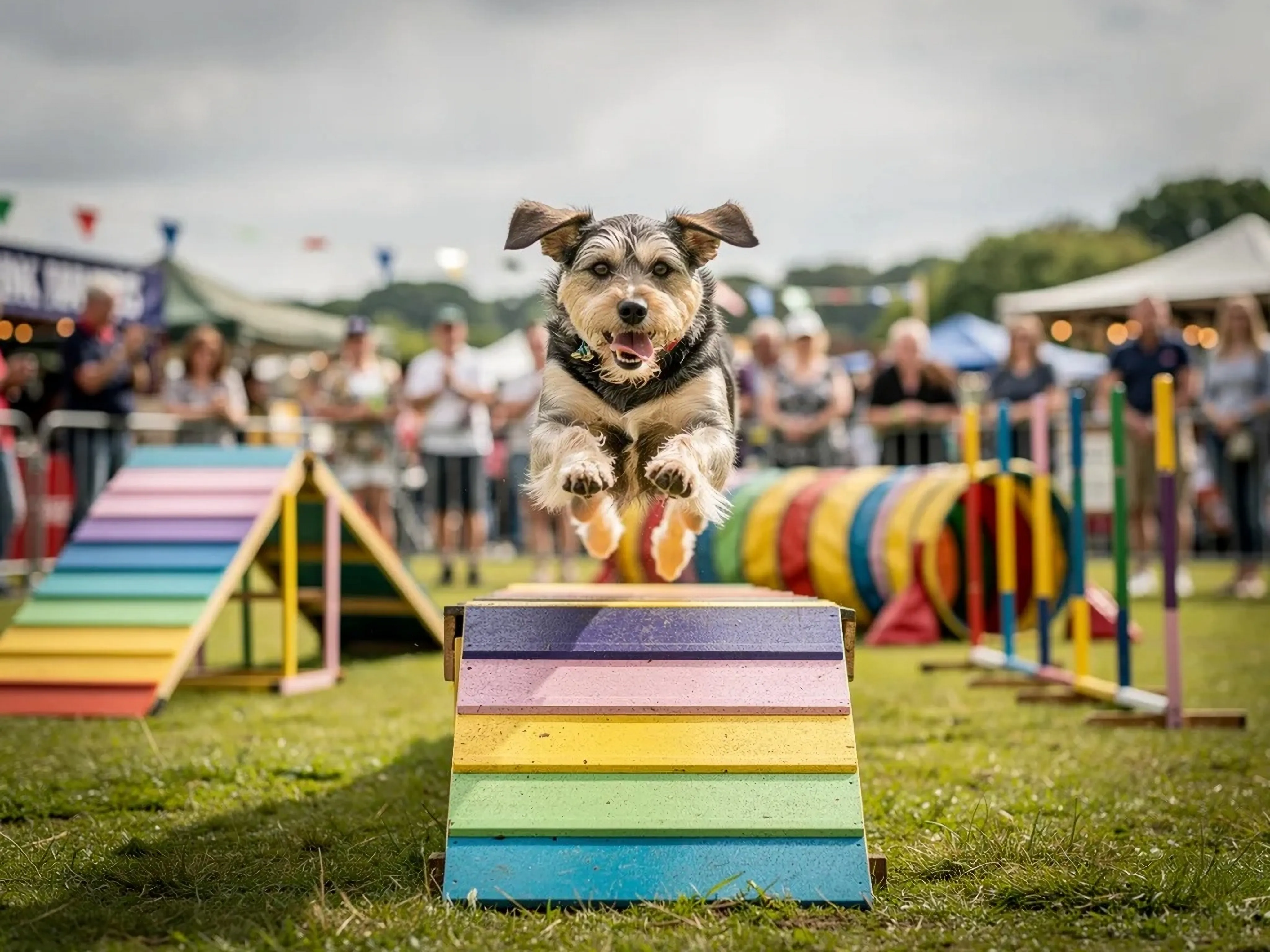 Dog jumping over an obstacle at DogFest on the Farm in September 2026