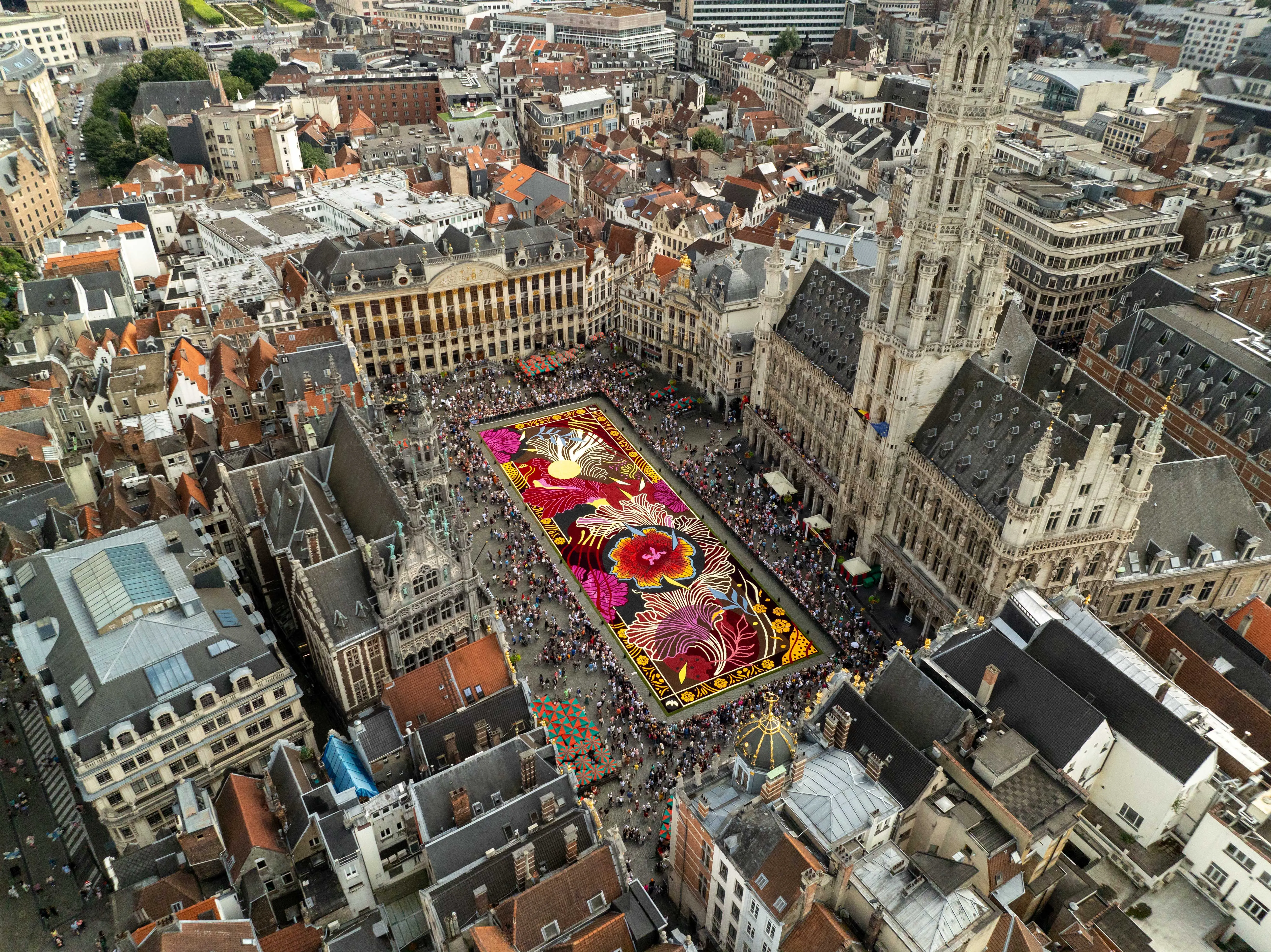 The world famous Flower Carpet installation laid out in Belgium