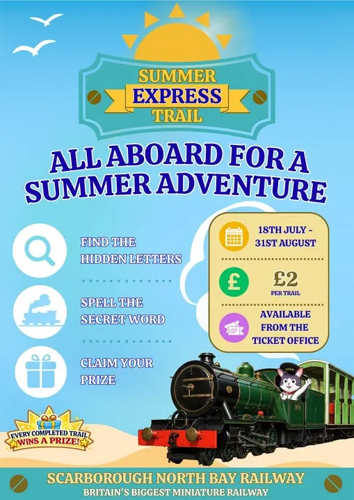 poster with details of the North Bay Railway Express Trail for summer holiday fun