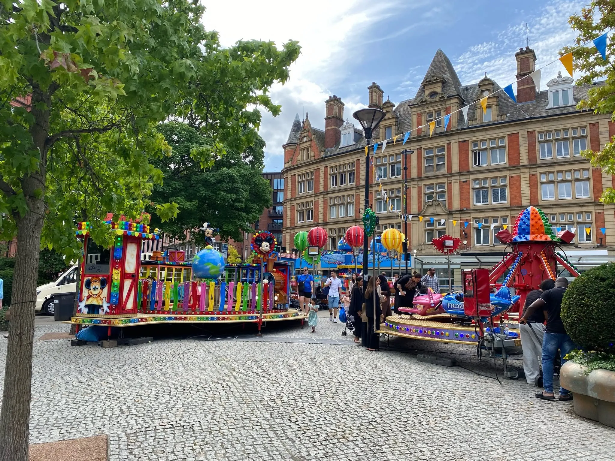 fairground rides on Fargate, part of the Sheffield by the Seaside summer event.