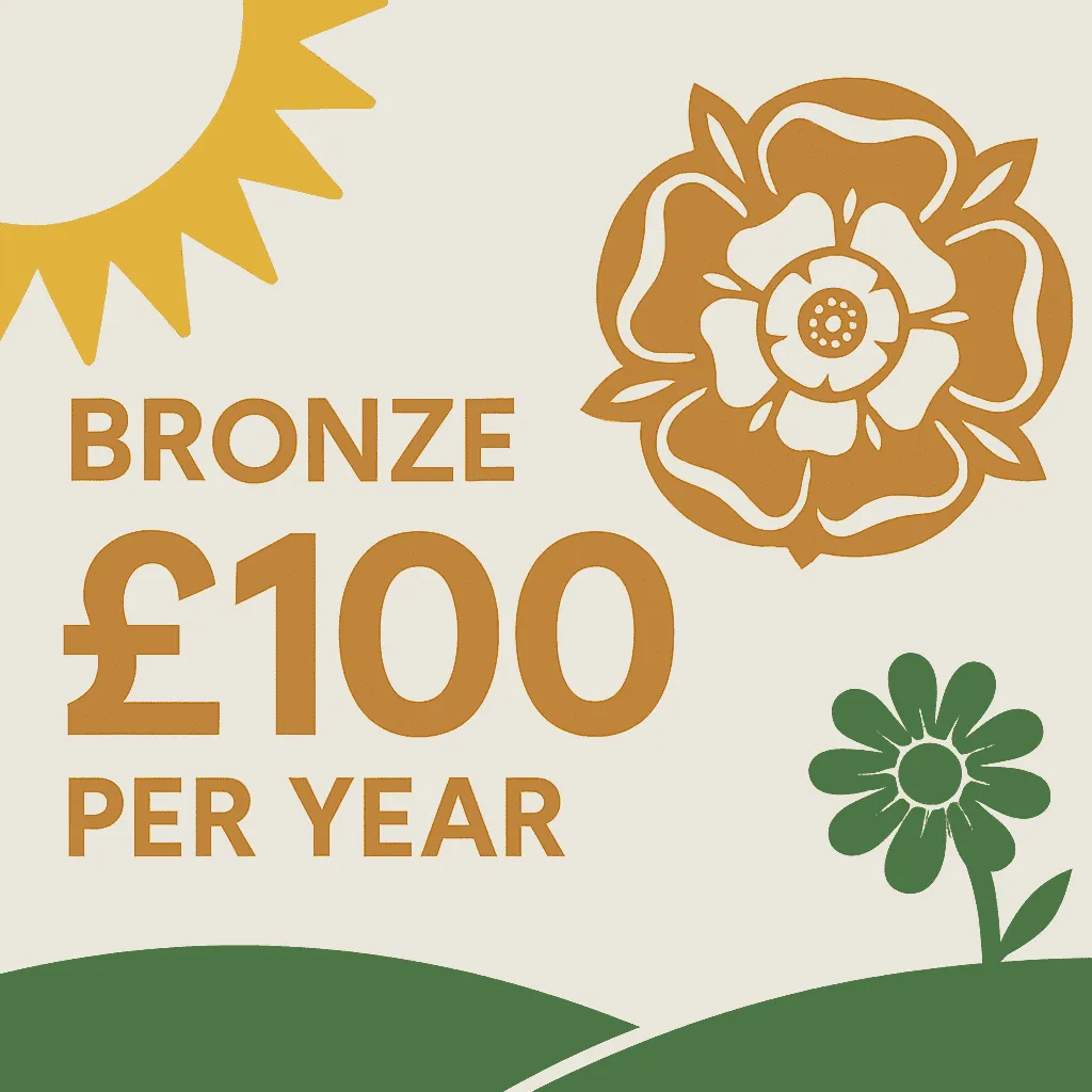 Graphic yellow sun, bronze rose and tex, green flower