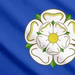 Yorkshire flag white rose on a blue background