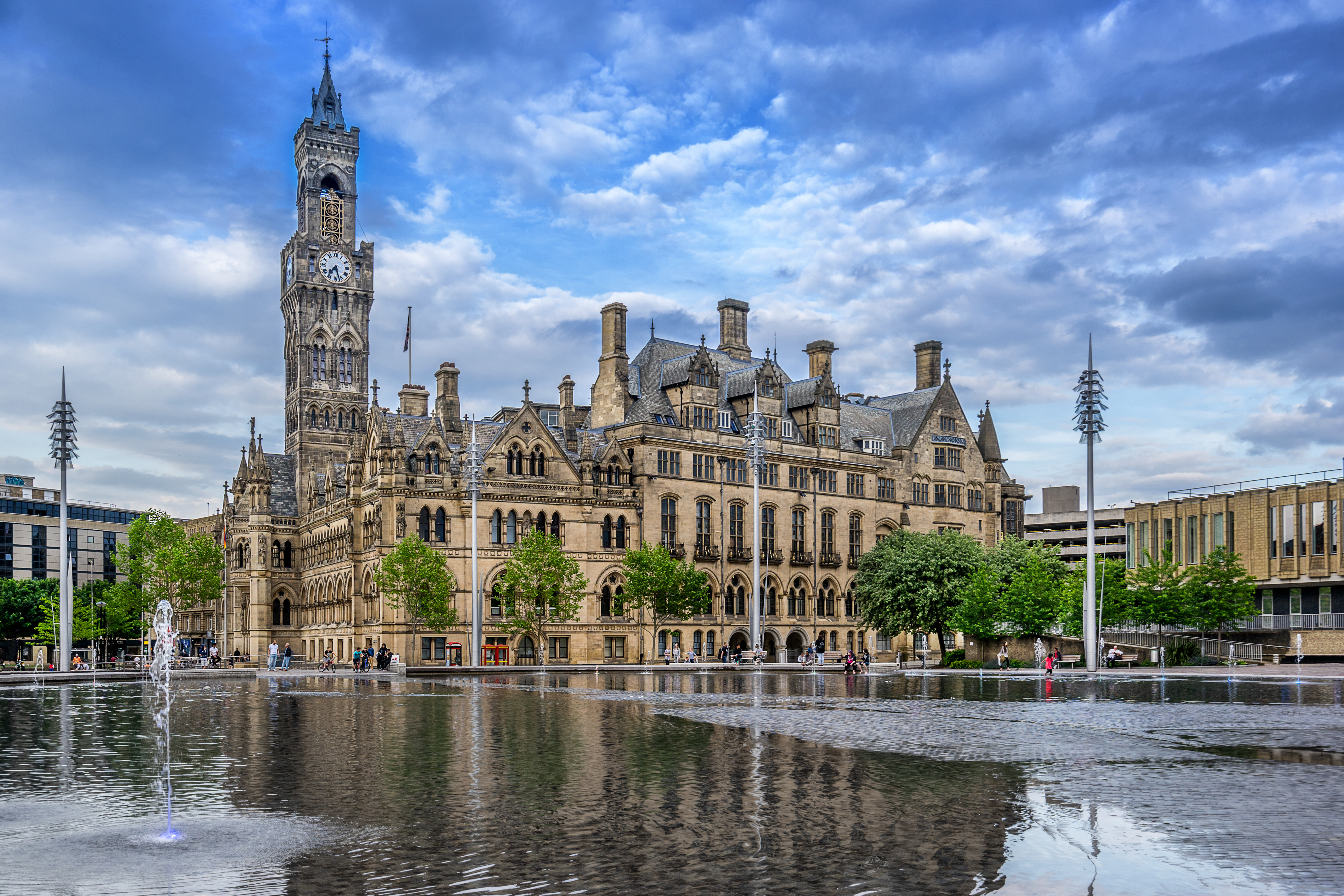 Bradford City Hall with City Park in the foreground