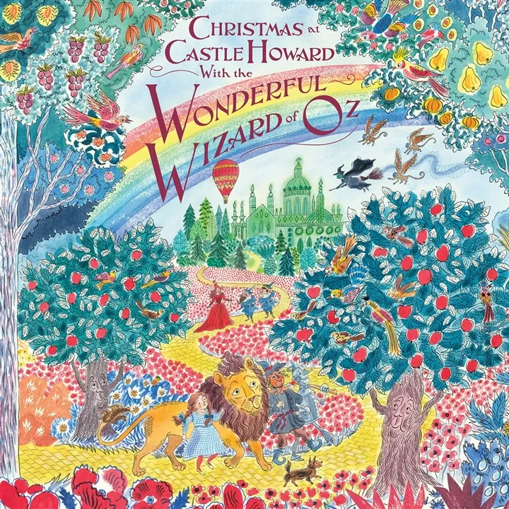 Wizard of Oz drawing in bright colours featuring the yellow brick road