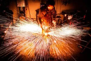 Wooden chalet at Sheffield Christmas light