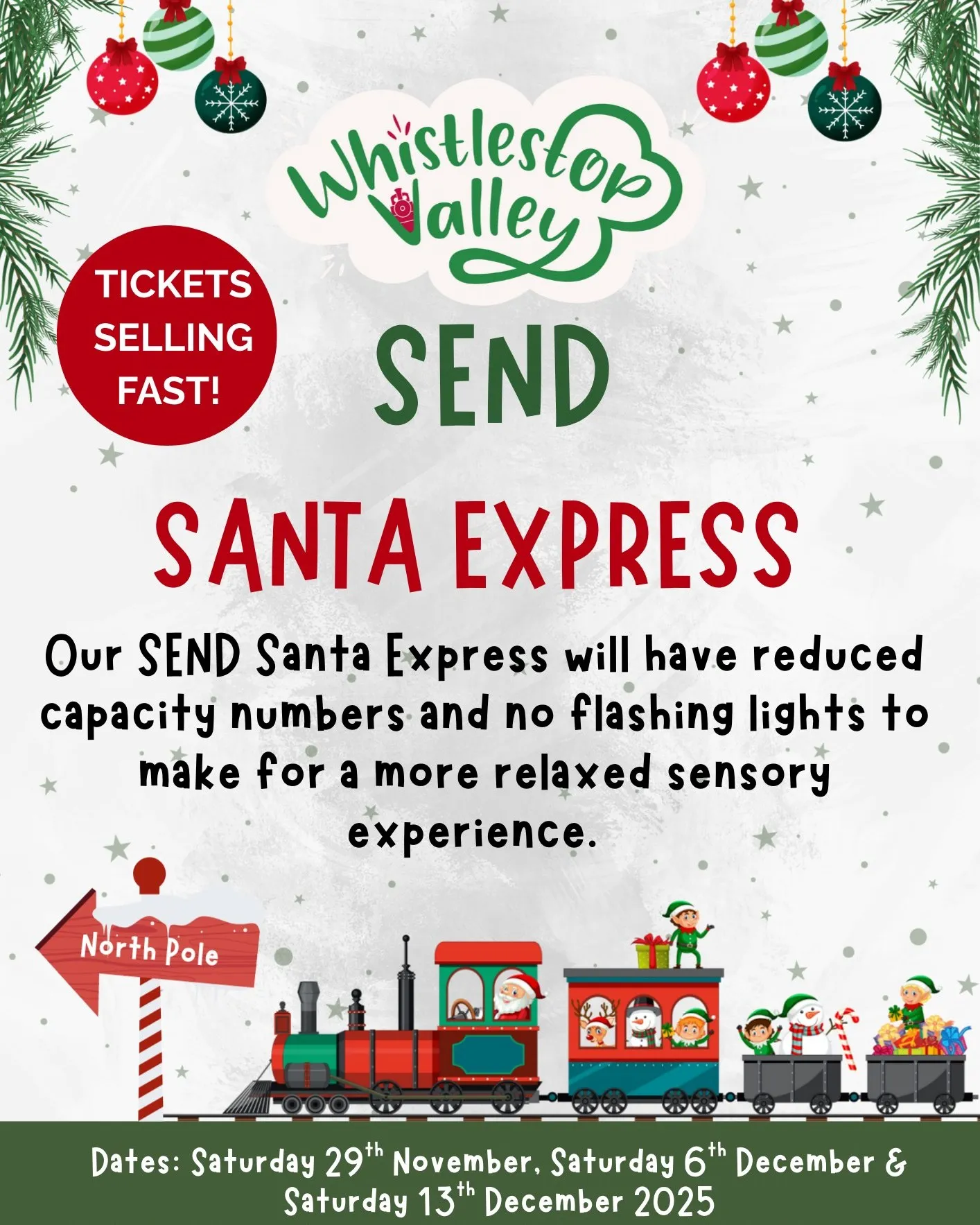 SEND Santa Express poster with dates and details of the event.
