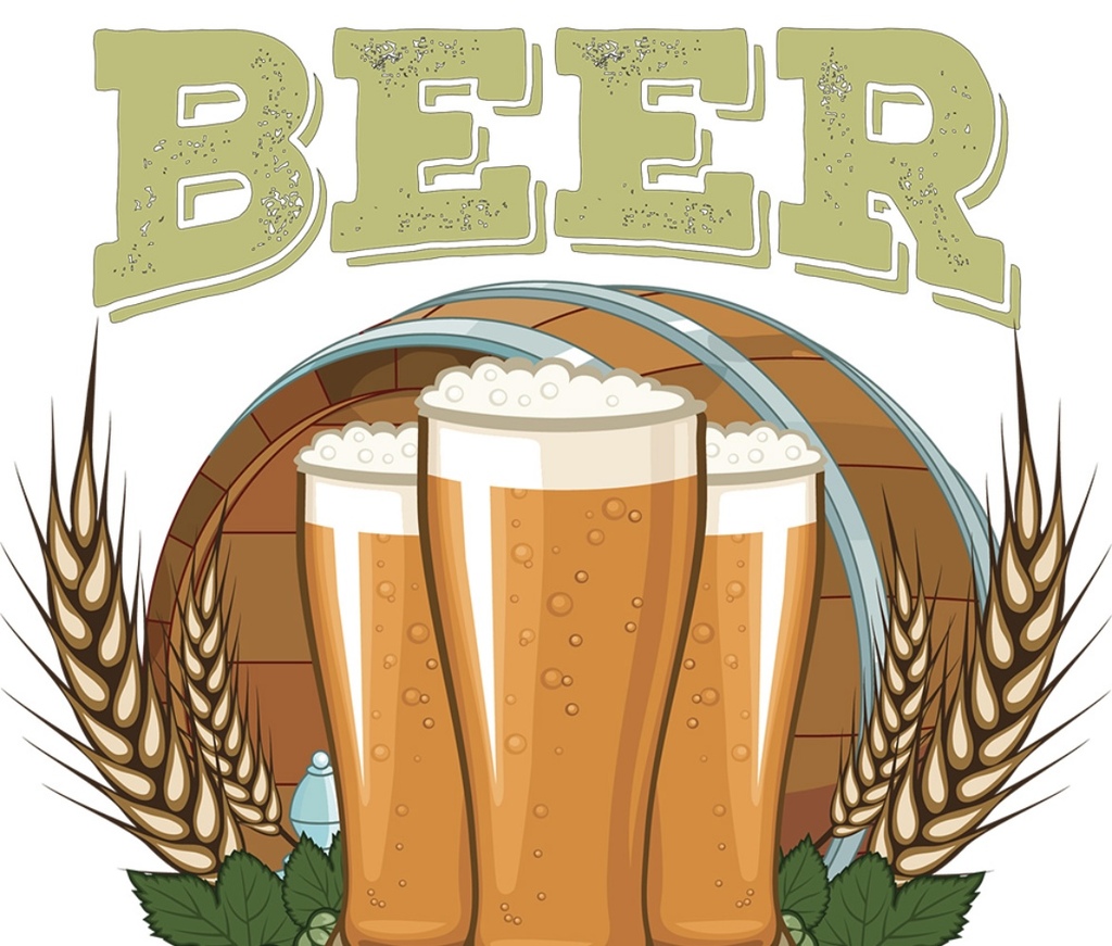 graphic of 3 pints of beer with the word beer above