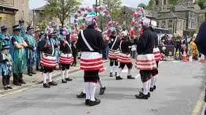 Dancers in the street at Holmfirth Folk Festival