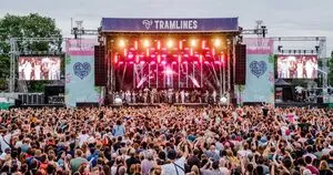 large audience in front of the Tramlines main stage in Sheffield in July