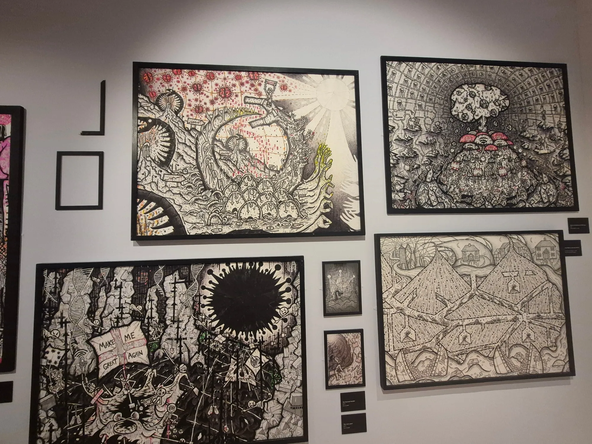 John Ledger line drawings in a free exhibition at Cooper Gallery in Barnsley