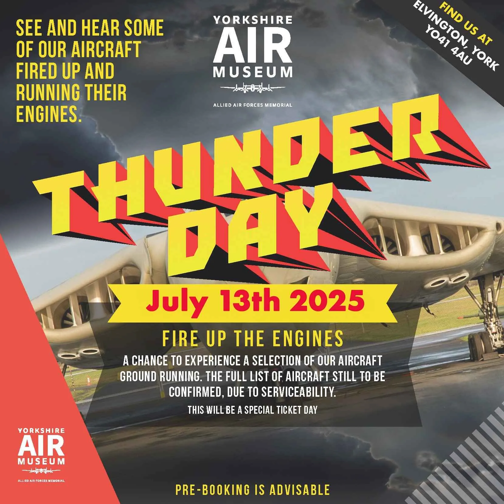 Yorkshire Air Museum Thunder Day poster with image of a jet.