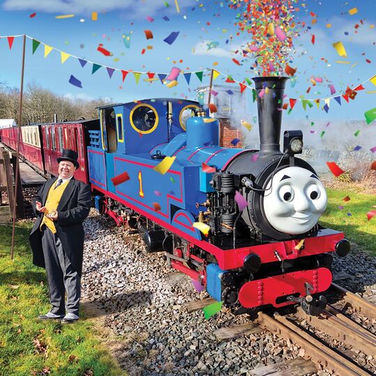 Thomas the tank engine train and Sir Topham Hatt character
